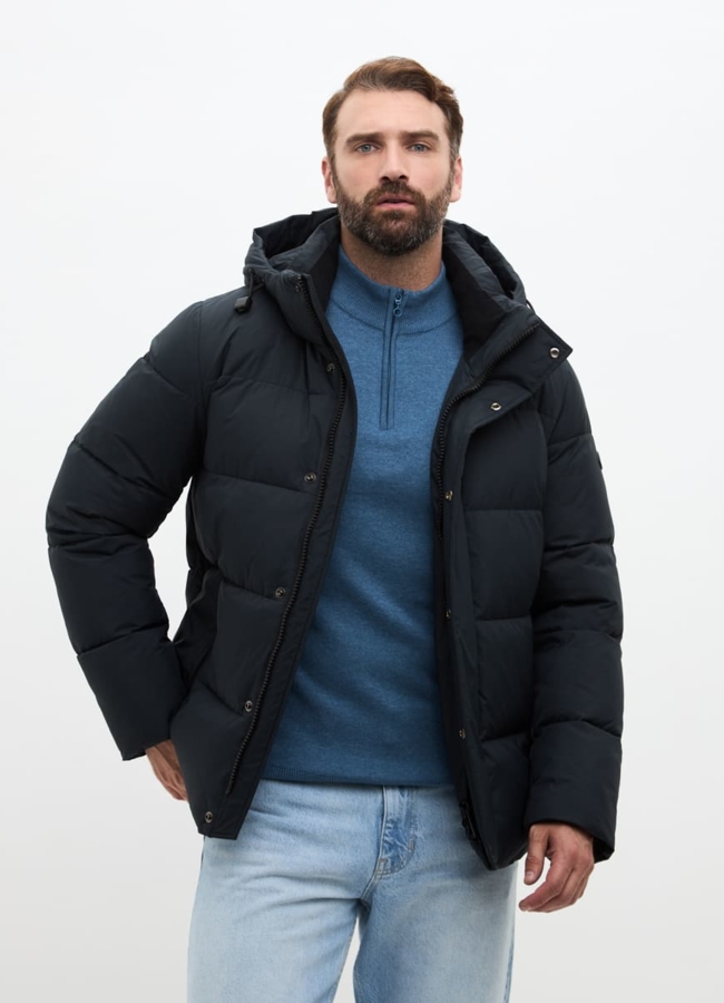 Мужской пуховик с капюшоном больших размеров модель № 32034 в кредит