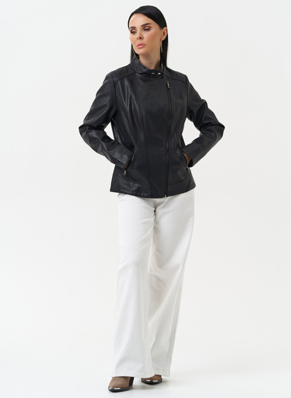 Куртка женская из эко кожи черного цвета