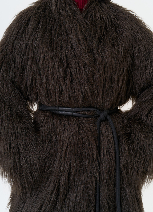 Женская шуба из эко меха коричневого цвета модель № 31530 универмаг малина