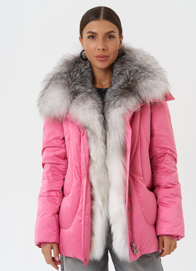 Пуховик с мехом чернобурки модель № 28572 универмаг малина