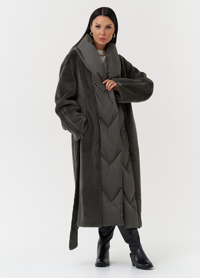 Комбинированное пальто на утеплении модель № 28539 универмаг малина