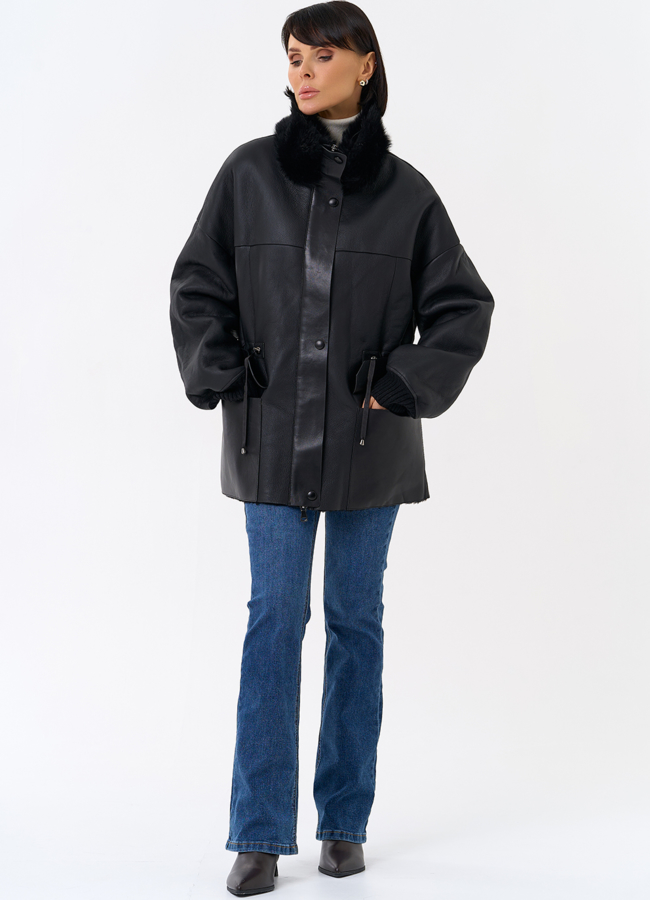 Женская натуральная дубленка с воротником стойкой модель № 31930 универмаг малина