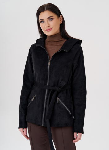 Куртка из эко замши с капюшоном