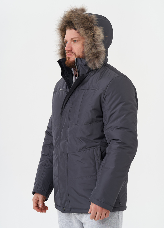 Мужская куртка с капюшоном из меха енота модель № 28276 универмаг малина