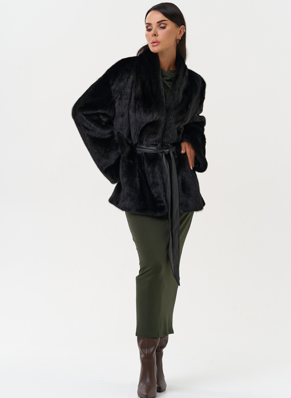 Норковый жакет черного цвета
