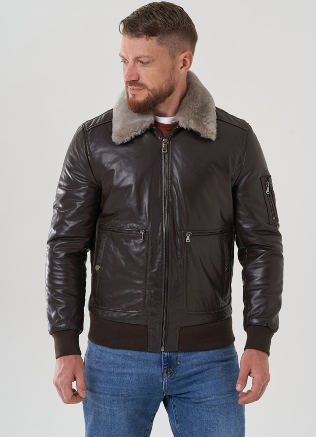 Мужская куртка из натуральной кожи  модель № 81840 универмаг малина