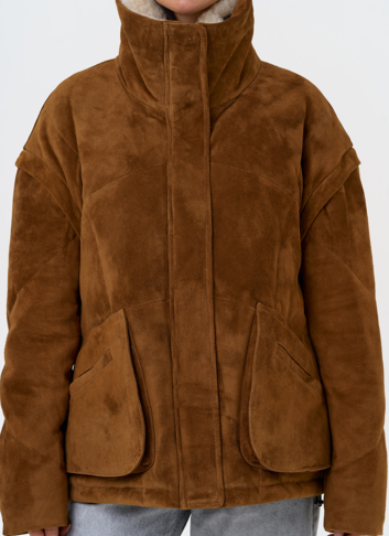 Пуховик - трансформер из натуральной замши