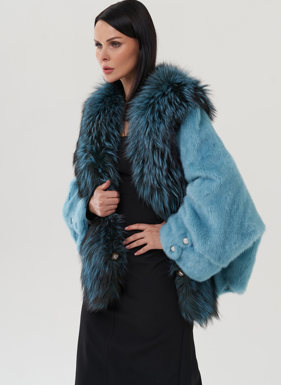 Короткая шуба из норки с мехом из чернобурки 