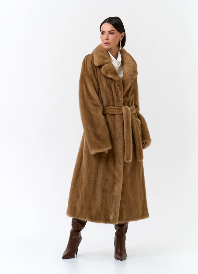Шуба из меха норки в цвете золото модель № 33696 универмаг малина