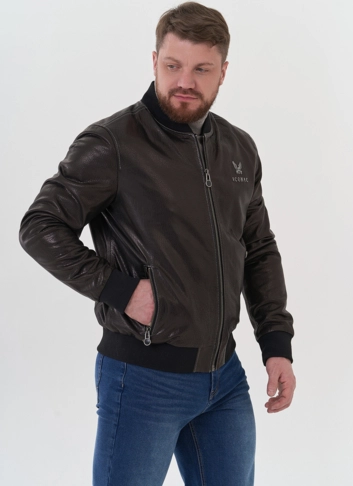 Мужская куртка "бомбер" из натуральной кожи