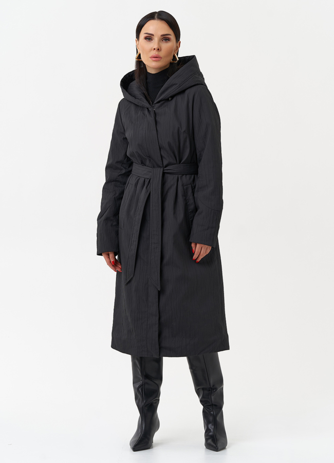 Пальто женское утепленное с эффектом жатой ткани модель № 30028 в рассрочку