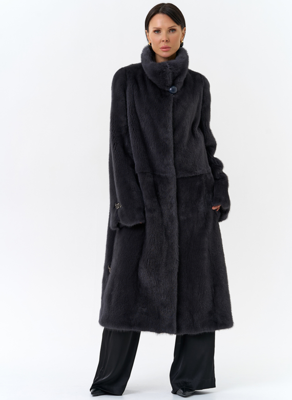 Норковая шуба с воротником стойка 